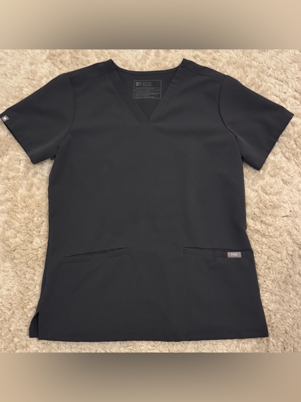 FIGS Technical Collection Gray Scrub Short Sleeve Top